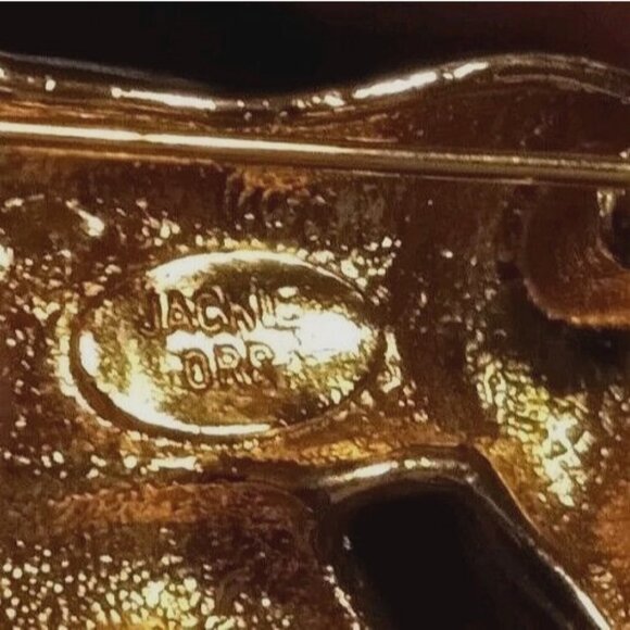 JACKIE ORR Vintage Brooch Mother & Baby Elephants Gold Tone Rhinestones Enamel - Picture 4 of 7